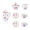 Cherry Pattern Mini Ceramic Tea Sets AJEW-TA0003-48-1