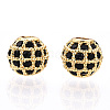 Rack Plating Brass Cubic Zirconia Beads ZIRC-S001-6mm-B02-3