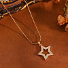 Brass Micro Pave Clear Cubic Zirconia Star Pendant 304 Stainless Steel Round Snake Chain Necklaces for Women WGB07B9-01-1