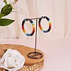 Boho Glass Seed Beaded Big Huggie Hoop Earrings for Women EJEW-SW00003-3