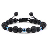 Round Natural Lava Rock Braided Beaded Bracelets XM7085-3-1