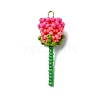 Glass Seed Beaded Rose Pendants PALLOY-MZ00461-03-1