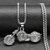 304 Stainless Steel Motorcycle Pendant Necklaces for Men NJEW-S440-15P-1