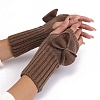 Acrylic Fibers Bowknot Knitting Fingerless Gloves PW-WG73400-06-1