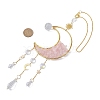 Wire Wrapped Natural Rose Quartz Chip & Brass Moon Pendant Decorations HJEW-JM01504-01-2