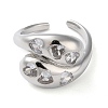 Eco-Friendly Brass Micro Pave Clear Cubic Zirconia Open Cuff Ring for Women RJEW-A025-04P-01-2