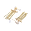 Natural Pearl Tassel Stud Earrings EJEW-P256-29G-2