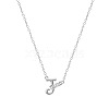 304 Stainless Steel Crystal Rhinestone Initial Pendant Necklaces FS-WGCEFCC-10-1