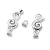 Anti-Tarnish Rhodium Plated 925 Sterling Silver Fold Over Clasps STER-L055-064P-2