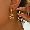 Stainless Steel Flat Round with Hollow Heart Hoop Earrings Daily Holiday Accessories OM1741-1-3