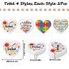 SUNNYCLUE 8Pcs 4 Style Heart Silicone Focal Beads SIL-SC0001-65-2