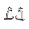 Gunmetal Plated Alloy Letter Pendants PALLOY-P097-03-L-1