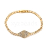 Rack Plating Brass Rhombus Link Bracelet with Cubic Zirconia Tennis Chains BJEW-Q771-02G-1