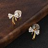 Bowkont Brass Micro Pave Clear Cubic Zirconia Stud Earrings EJEW-B131-03G-3