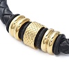 Men's Braided Black PU Leather Cord Bracelets BJEW-K243-64G-2