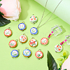 12Pcs 6 Styles Handmade Printed Porcelain Pendants PALLOY-SW00123-6