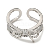 Brass with Cubic Zirconia Open Cuff Rings RJEW-B052-01P-2