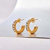 Clear Cubic Zirconia C-shape Stud Earrings JE939A-2