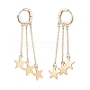 Brass Star Chain Tassel Dangle Hoop Earrings EJEW-TA00109-2