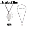 2Pcs Stainless Steel Saint Benedict Oval Medal Pendant Wheat Chain Necklaces NJEW-DC0001-20P-2