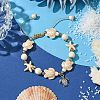 4Pcs 4 Colors Starfish & Turtle Dyed Synthetic Turquoise Braided Bead Bracelet Sets BJEW-JB10926-4