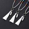 Natural Quartz Crystal Bullet & Tassel Pendant Necklace with Mixed Gemstone Beaded Chains NJEW-E585-02G-2