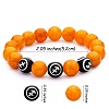 Dark Orange Natural Yellow Jade Round Beaded Stretch Bracelet BJEW-SW00077-07-7