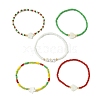 5Pcs 5 Styles Christmas Theme Glass Seed Beaded Stretch Bracelets for Women BJEW-TA00533-4