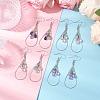 Teardrop 304 Stainless Steel Transparent Glass Dangle Earrings EJEW-JE06404-02-1