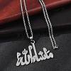 304 Stainless Steel Arabic Pendant Box Chain Necklaces for Women Men NJEW-R013-06P-3