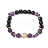 6Pcs Natural Mixed Gemstone Round & Chip Stretch Bracelets Sets for Women BJEW-JB101000-3