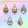 40Pcs 5 Styles Rainbow Printed Aspen Wood Big Pendants WOOD-CJ0001-69-2