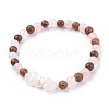 Natural Rose Quartz Stretch Bracelets BJEW-JB03747-04-1