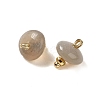 Natural Grey Agate Rondelle Charms with Rack Plating Brass Loops G-G110-05B-13-2