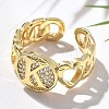 Brass Micro Pave Clear Cubic Zirconia Open Cuff Rings for Women RJEW-K289-02G-K-2