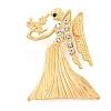 Golden Zinc Alloy with Rhinestone Brooches JEWB-B018-03G-06-1