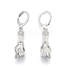 Brass Hand Palm Dangle Leverback Earrings for Women EJEW-N012-106P-1