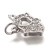 Brass Micro Pave Clear Cubic Zirconia Charms ZIRC-B002-50P-3