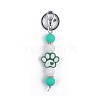 Round & Dog Paw Print Silicone Beaded Keychain PW-WG52716-04-1