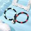 2Pcs 2 Colors Handmade Polymer Clay Beaded Stretch Bracelet Sets BJEW-JB10825-2