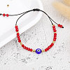 Adjustable Glass Evil Eye Brided Bead Bracelet TV3992-6-1