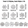 Gorgecraft 12Pcs 12 Style Crystal Rhinestone Flower Brooch Pins JEWB-GF0001-36B-2