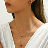 Stainless Steel Rhinestones Lariat Necklace & Stud Earring Set BF5135-4