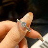 Rhodium Plated 925 Sterling Silver Pave 6.5x3.9mm Moissanite Finger Rings for Women WG36A3D-22-1