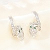 Owl Brass Micro Pave Cubic Zirconia Cuff Earrings EJEW-Z164-01P-2