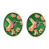 Enamel Hummingbird and Flower Stud Earrings EJEW-N046-019-2