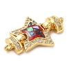 Rack Plating Brass Micro Pave Cubic Zirconia Star Connector Charms KK-K385-101G-01-2