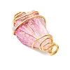 2Pcs Electroplated Natural Quartz Crystal Dyed Copper Wire Wrapped Pendants PALLOY-JF03170-01-5