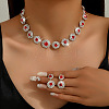 Flat Round Rhinestone Pendant Necklaces & Stud Dangle Earrings Sets WG2D6BD-04-2