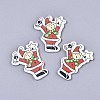 Christmas Theme Printed Natural Wood Cabochons WOOD-N008-005-1